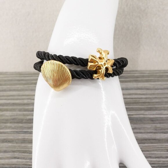 Tory Burch Shell Logo Rope Bracelet Black OS - Picture 11 of 12